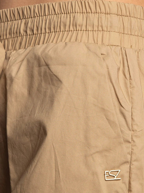 Pantalone Donna con elastico e coulisse tela vela Beige Yes Zee- Francavilla Moda